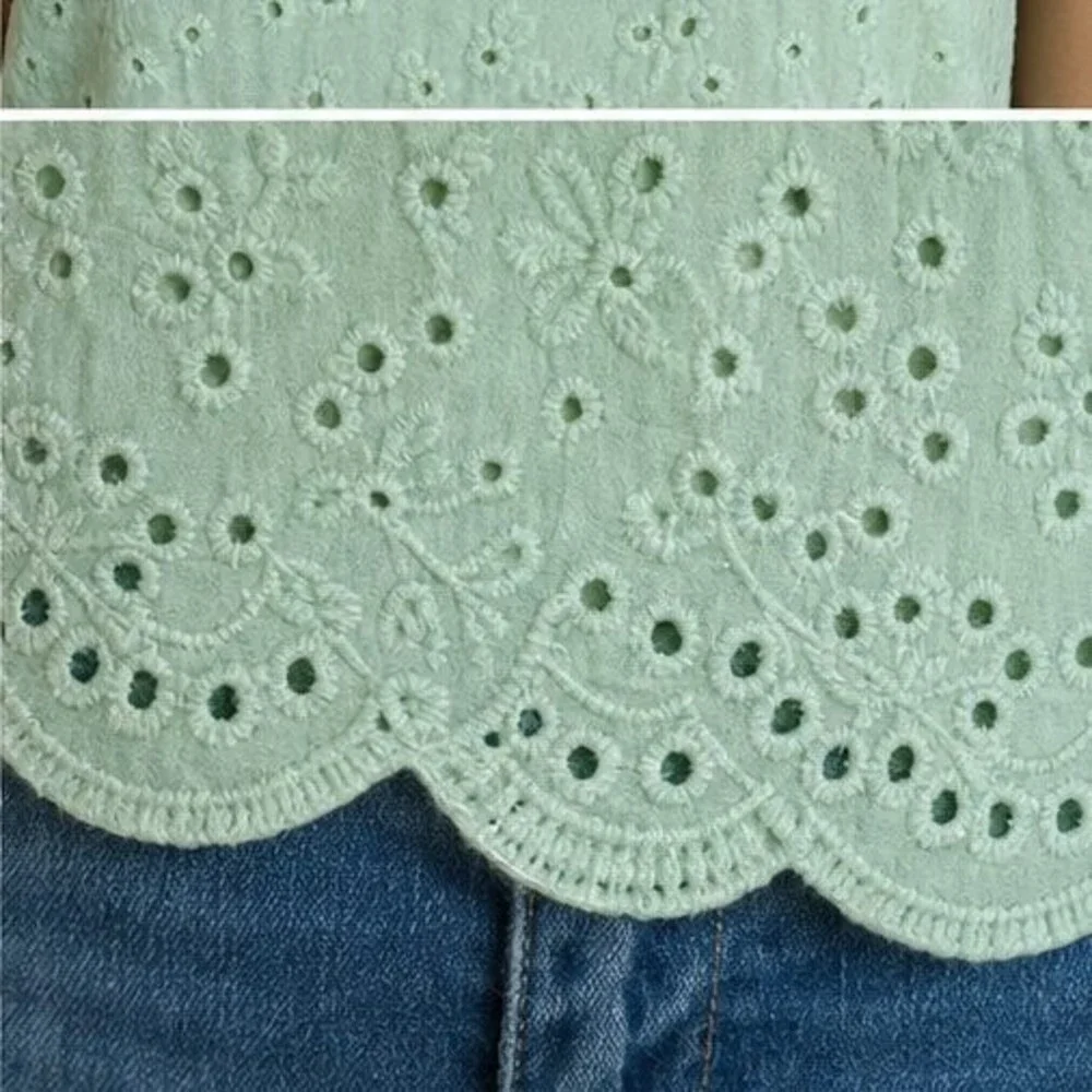 Navy Lace Trim Top